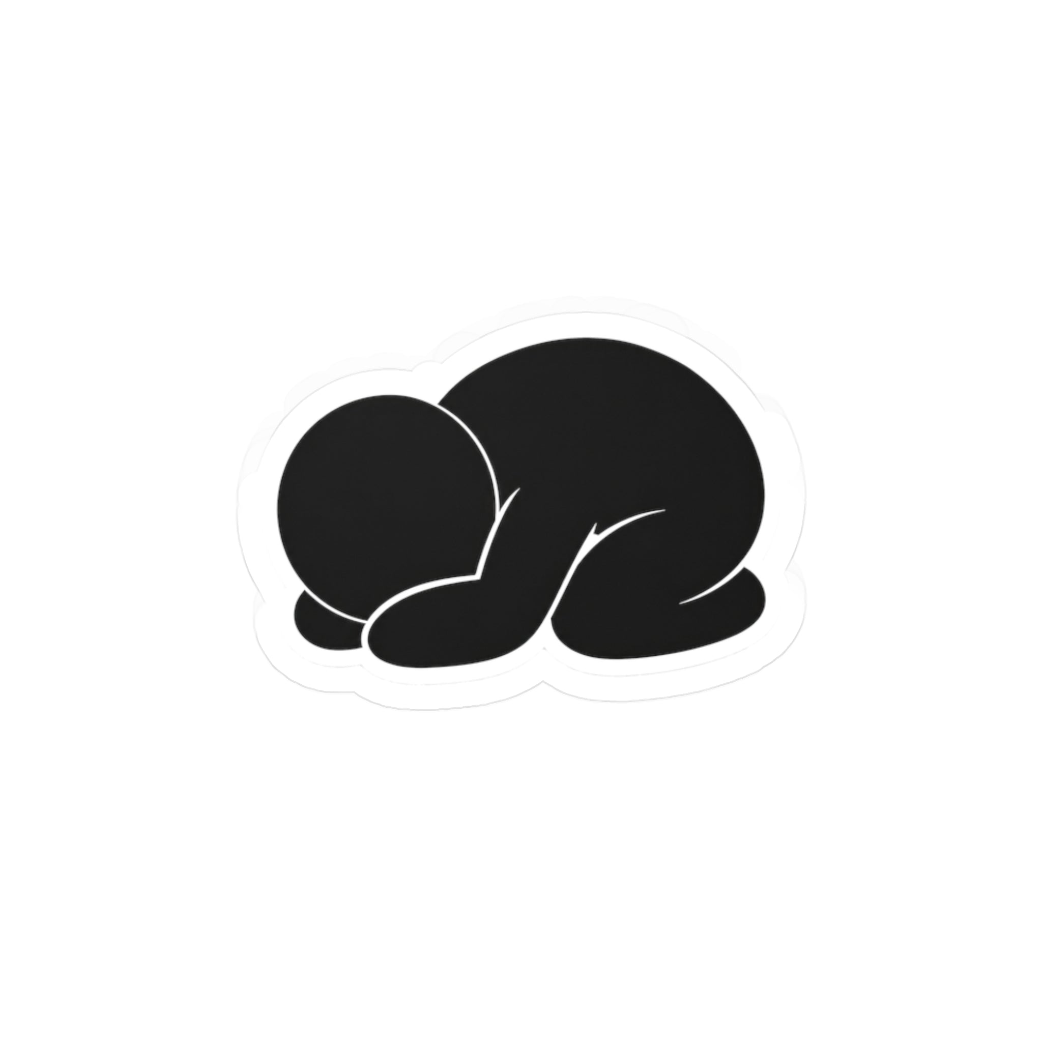 Kneeling Figure Vinyl Sticker — Minimal Black Mascot Kiss-Cut Decal
