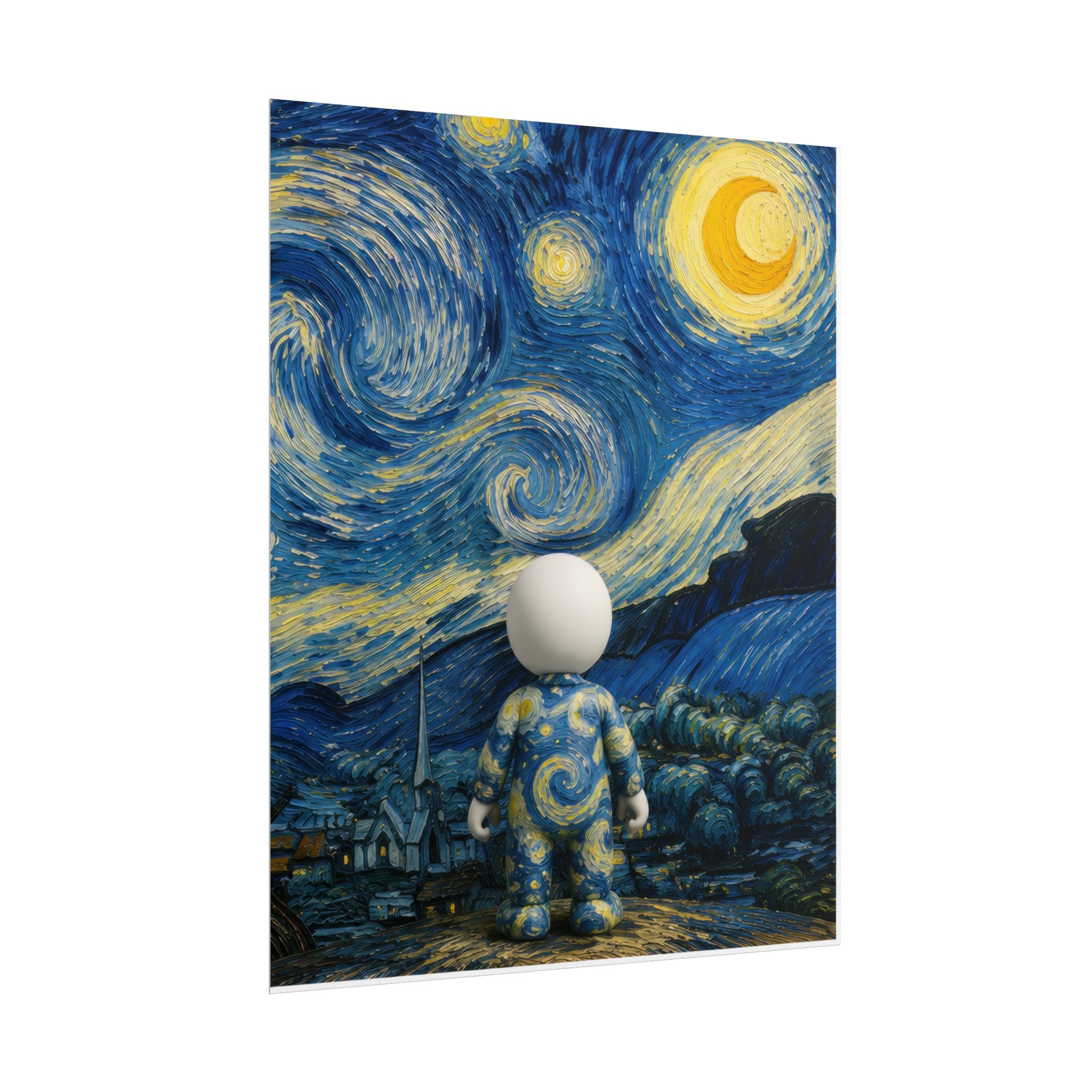 Starry Night Vinyl Poster — Astronaut Figurine Art Print