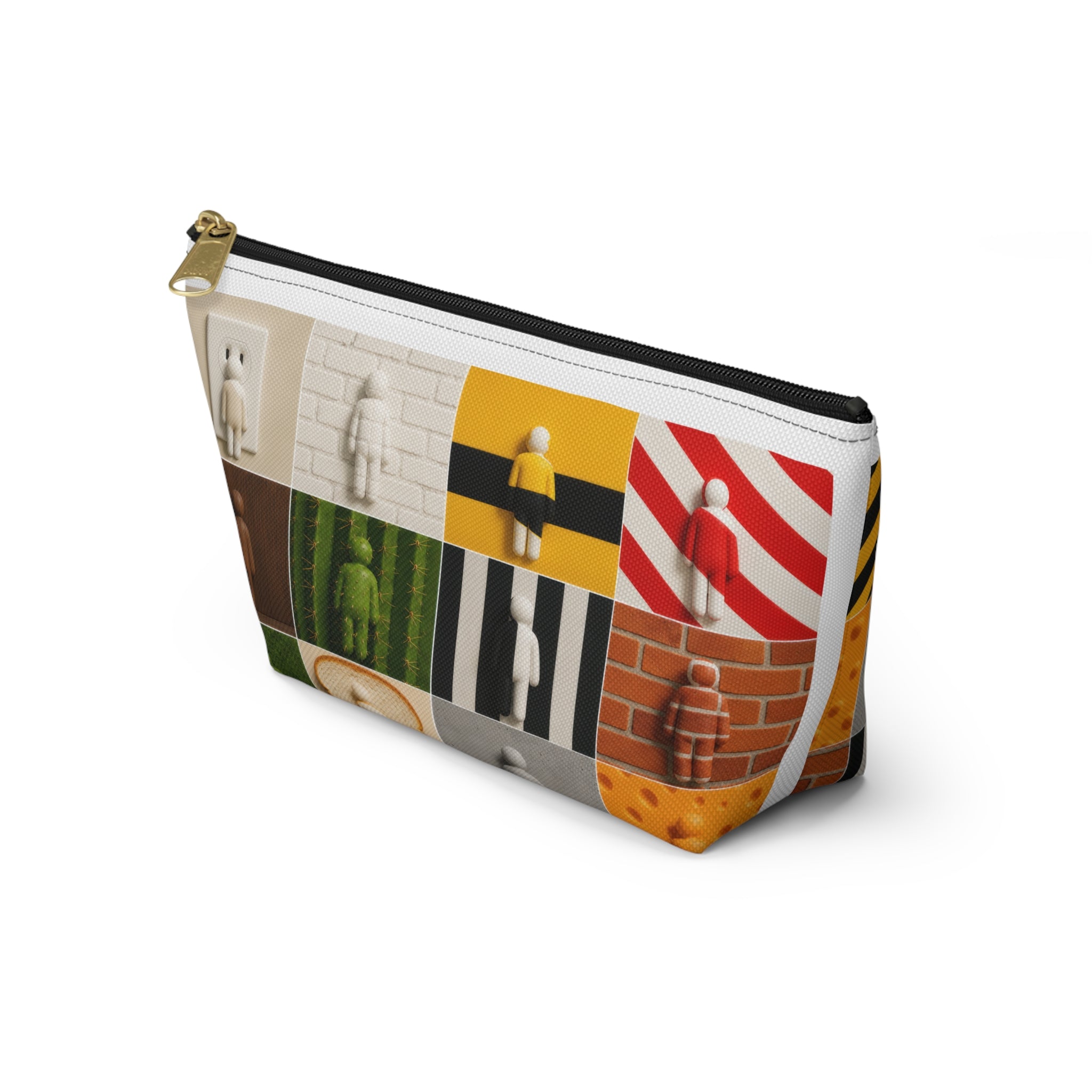 Colorblock Patterned Accessory Pouch — T‑Bottom Cosmetic & Travel Organizer