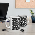 Gingerbread People Pattern Ceramic Mug (11oz/15oz) — Cute Black & White Holiday Coffee Cup