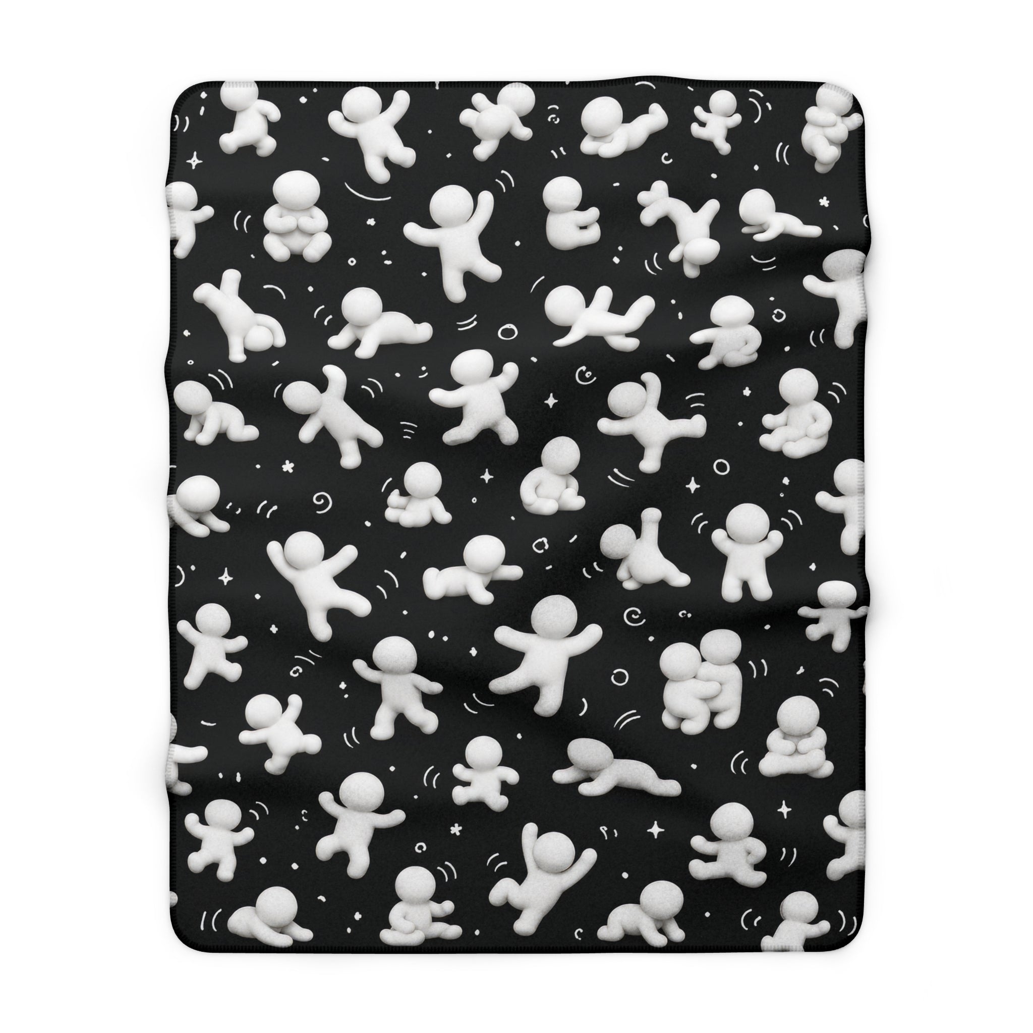 Sherpa Fleece Blanket — Cute 3D Doll Pattern Plush Throw for Cozy Home, Gifts & Dorm