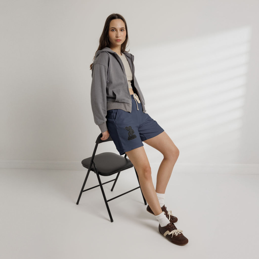 Fleece Sweat Shorts — Minimalist Patch & Cheer Graphic