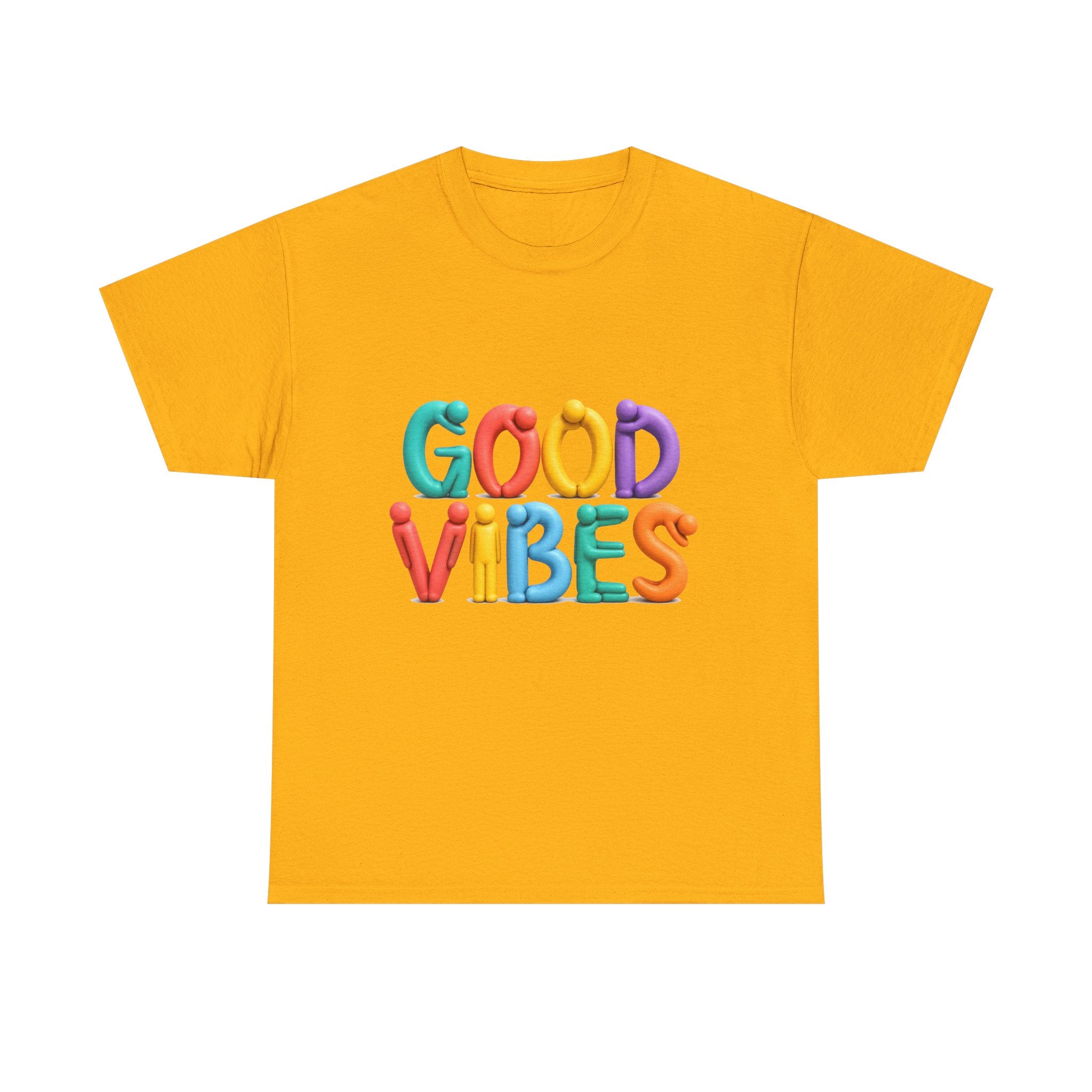 Good Vibes T-Shirt — Colorful Balloon Letter Graphic Tee
