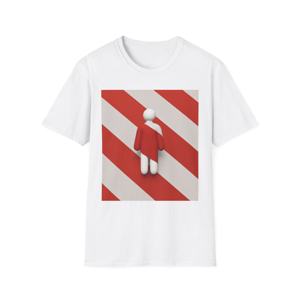 Minimalist Red Stripes T‑Shirt — Abstract Figure Graphic Tee