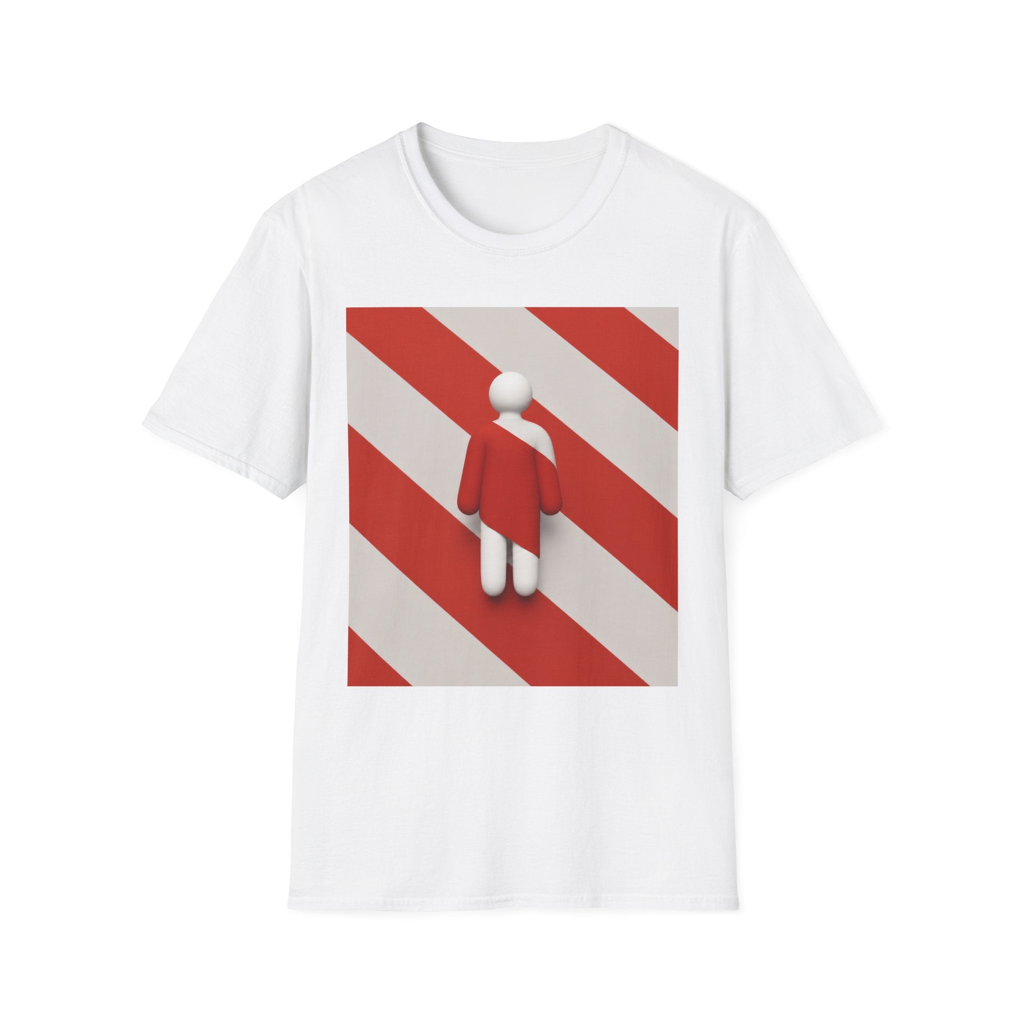 Minimalist Red Stripes T‑Shirt — Abstract Figure Graphic Tee