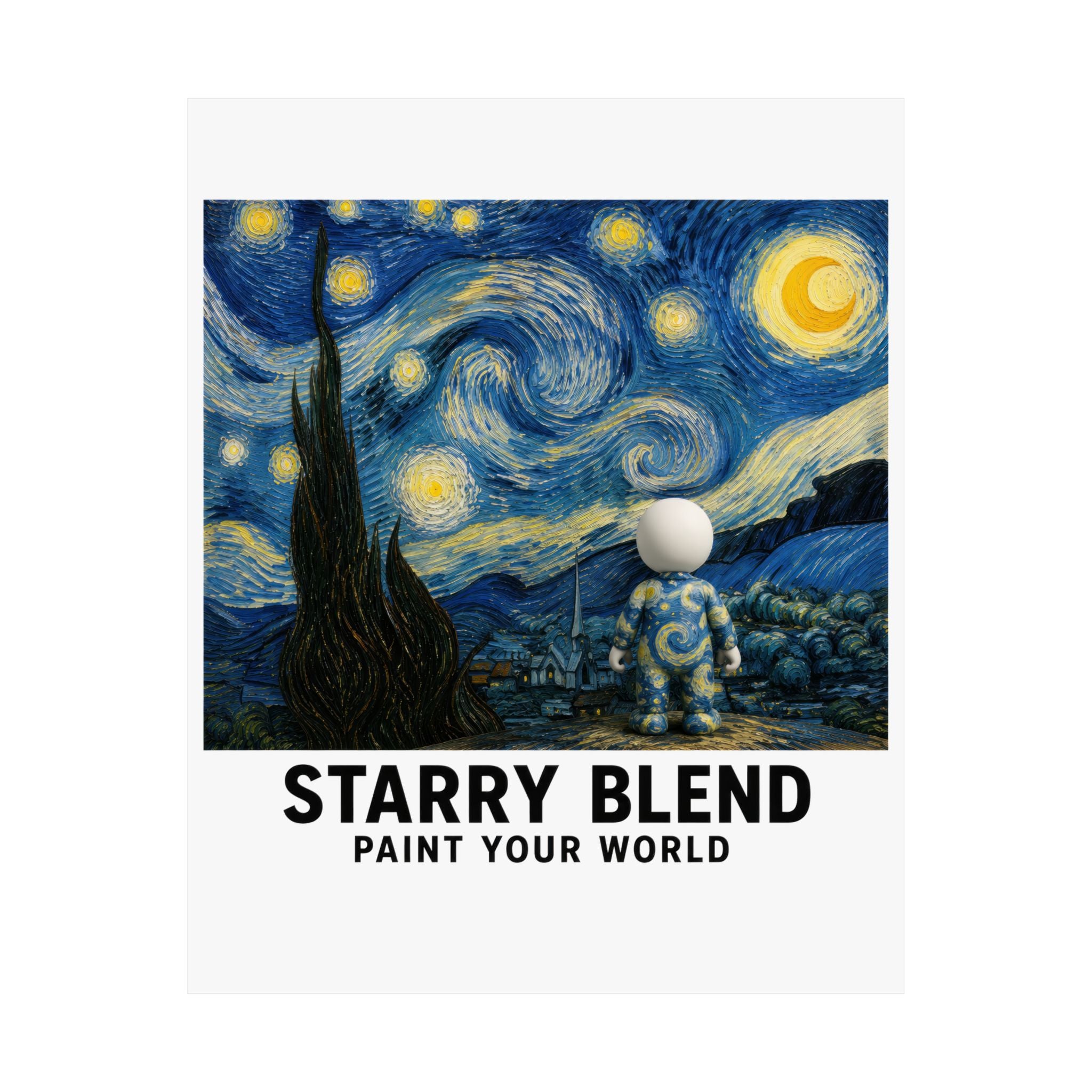 Starry Blend Matte Vertical Poster — 'Paint Your World' Van Gogh‑Style Night Sky Art