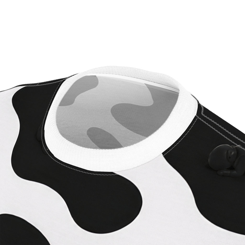 Cow Print All-Over Tee — Black & White Patterned Graphic Shirt
