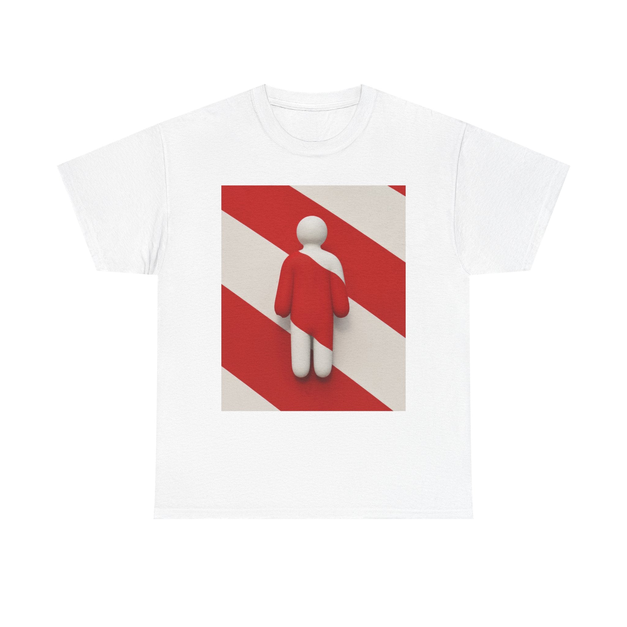 Graphic Tee — Red Striped Figure Design