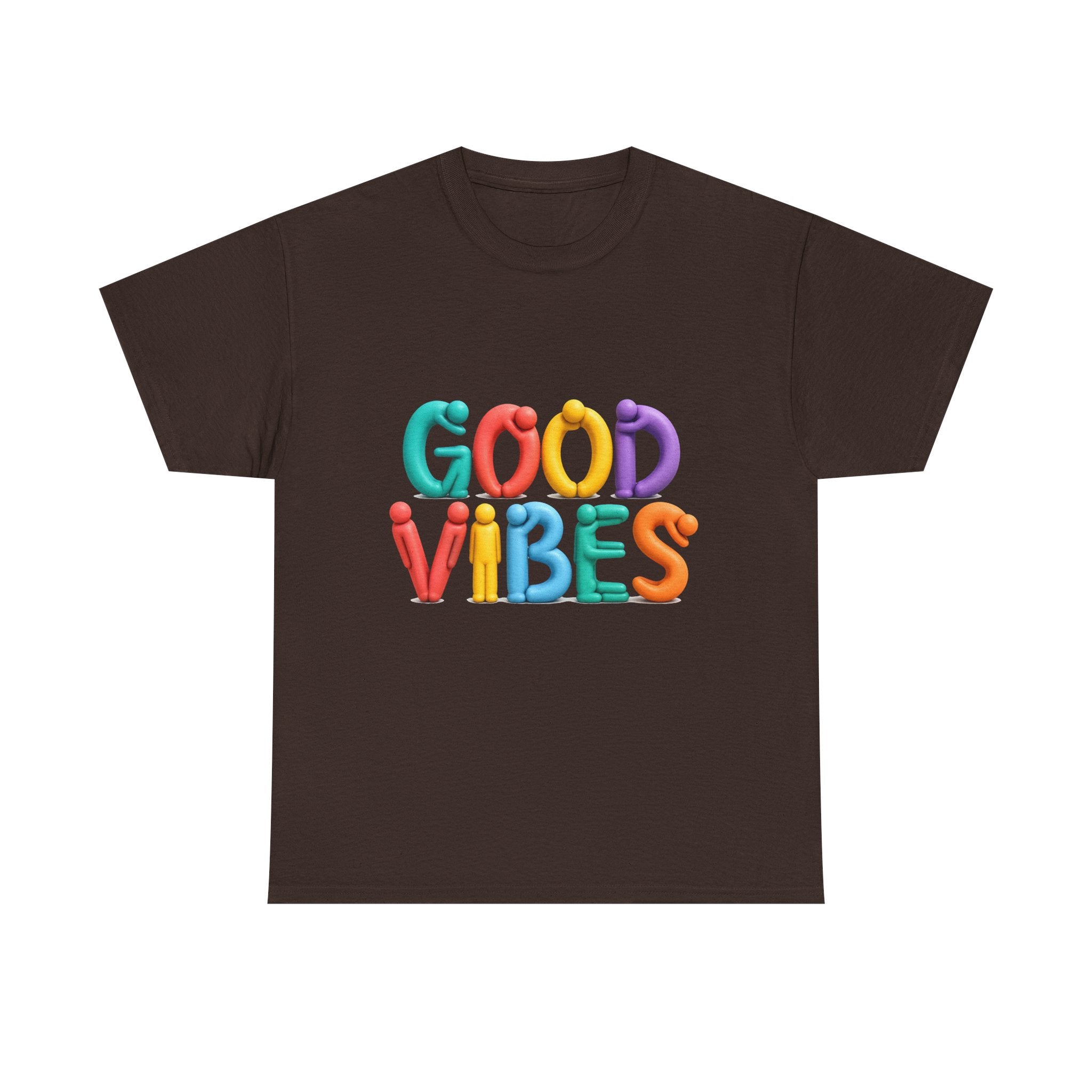 Good Vibes T-Shirt — Colorful Balloon Letter Graphic Tee