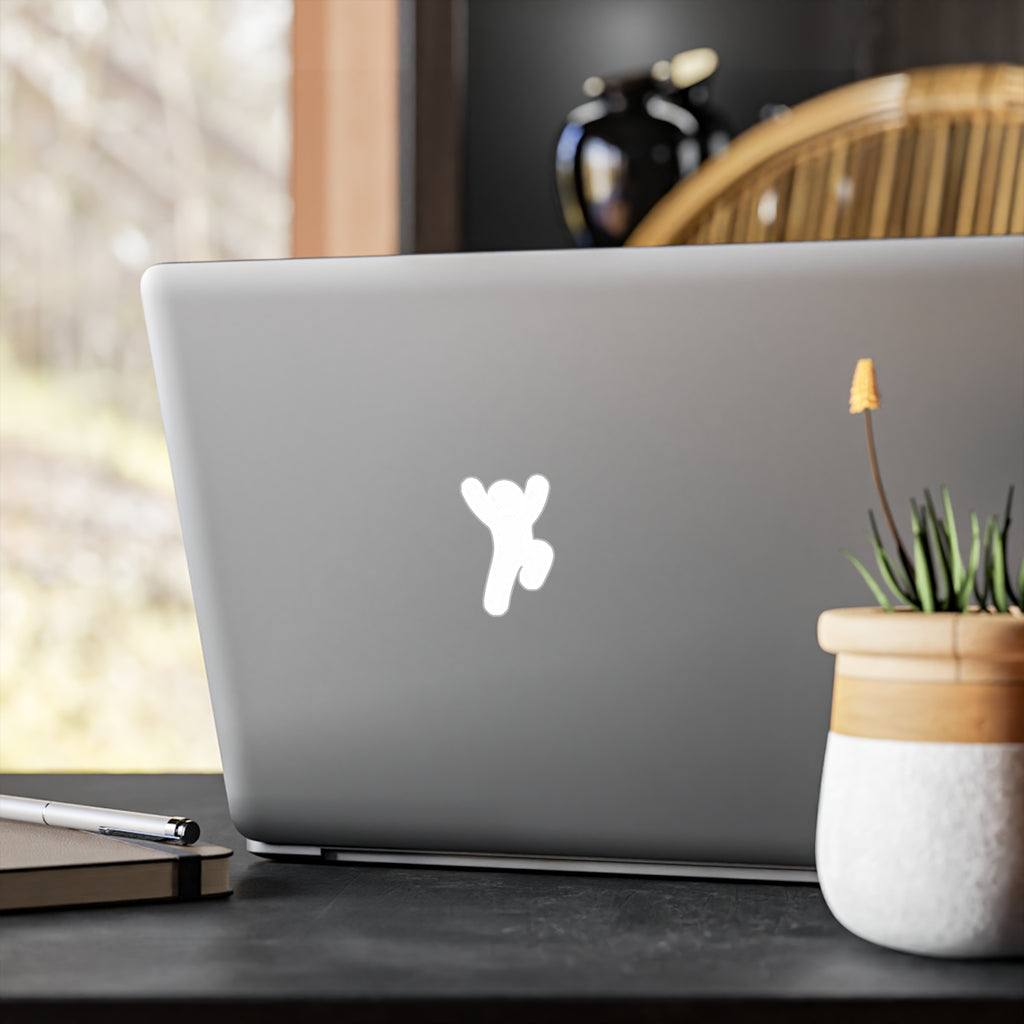 Kiss-Cut Vinyl Decal — Cheerful Jumping Figure Sticker for Laptops, Water Bottles & Windows