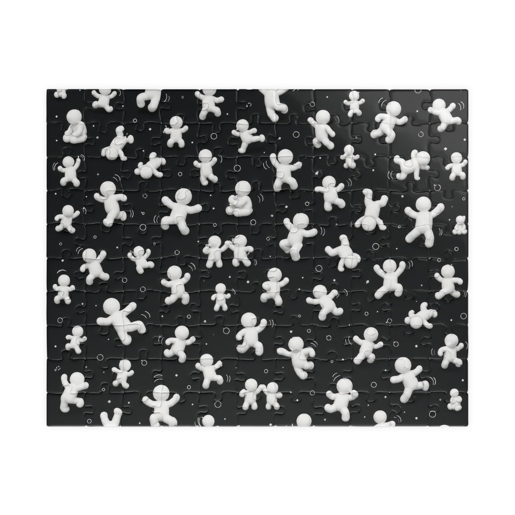 Monochrome Dancing Gingerbread Puzzle — Black & White Figurine Jigsaw (110–1014 pcs)