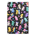 Cute Rainbow Paint Doodle Area Rug — Colorful Chibi Characters on Black