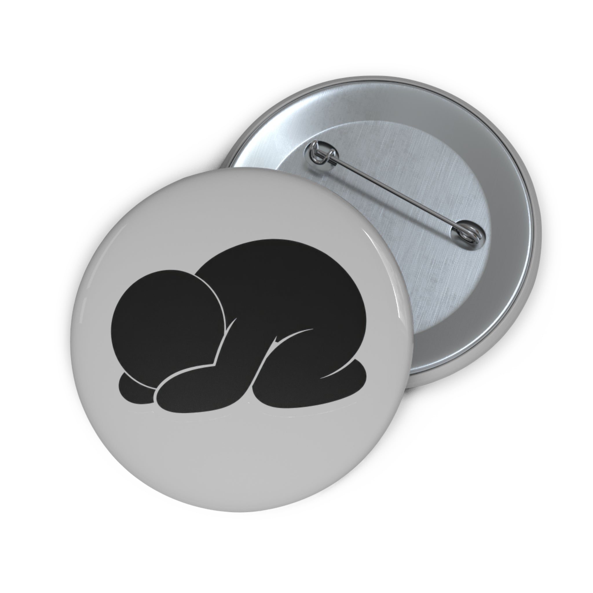 Pin Button — Minimalist Curled Figure Button Pin (Cute Abstract Silhouette)