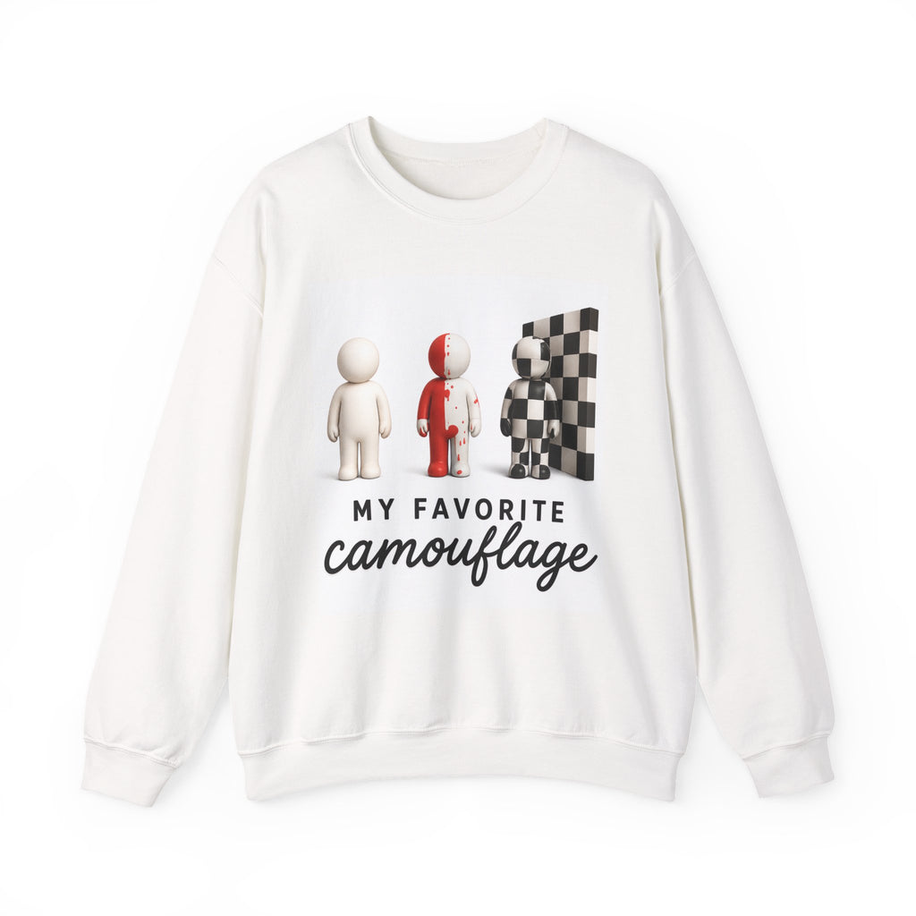 Crewneck Sweatshirt — 'My Favorite Camouflage' Novelty Graphic