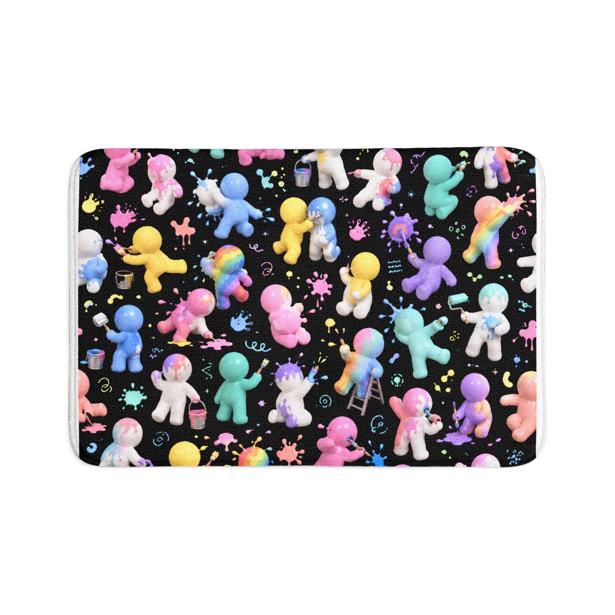 Cute Rainbow Astronaut Bath Mat Set — 3-Piece Colorful Space Plush Bathroom Rugs