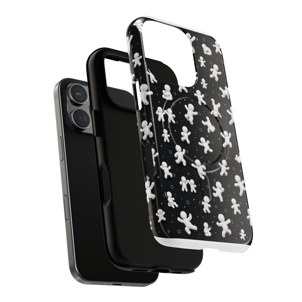 Magnetic Phone Case – Floating Gingerbread Figures on Black (Tough Magnetic)