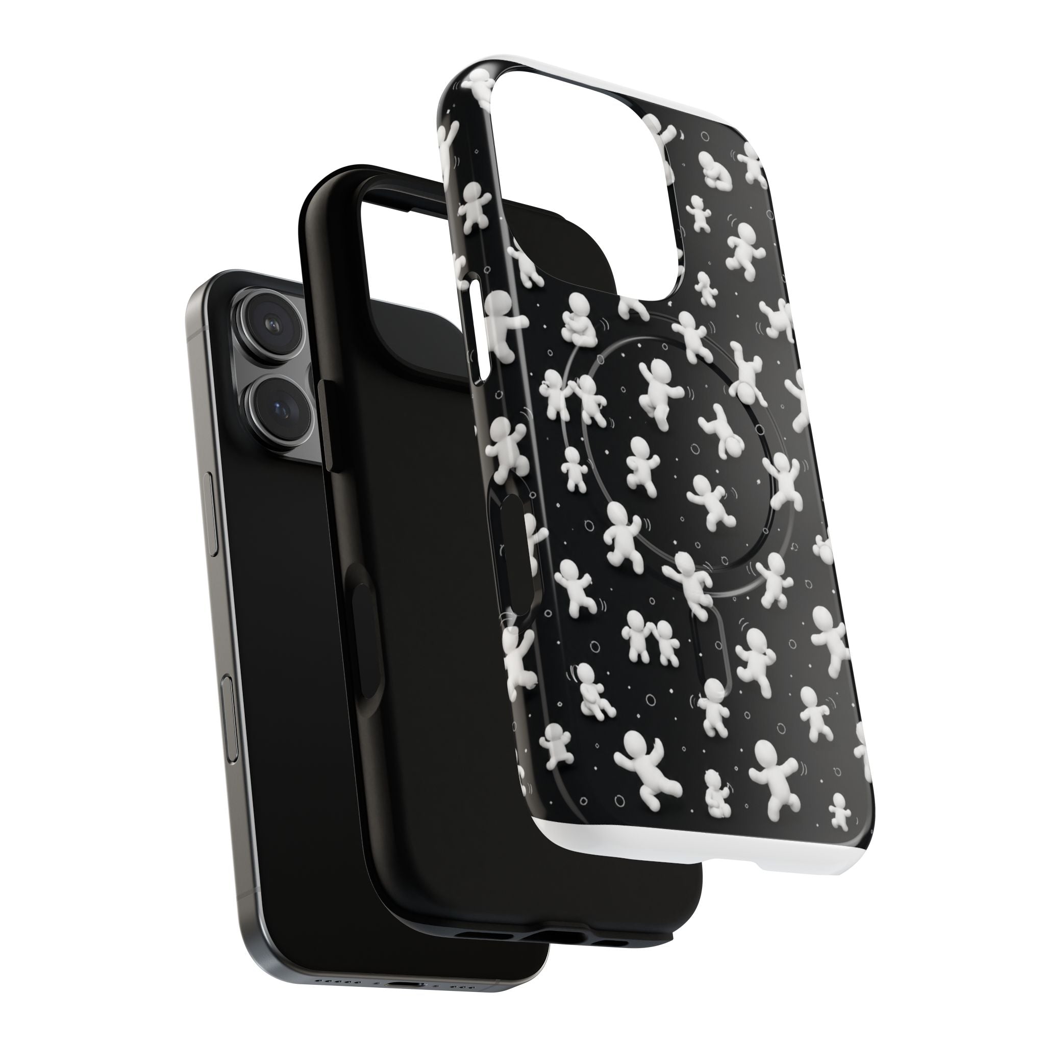 Magnetic Phone Case – Floating Gingerbread Figures on Black (Tough Magnetic)
