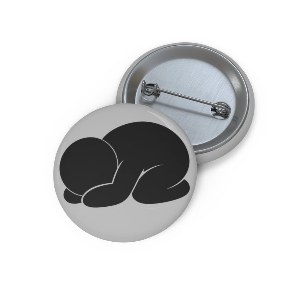 Pin Button — Minimalist Curled Figure Button Pin (Cute Abstract Silhouette)