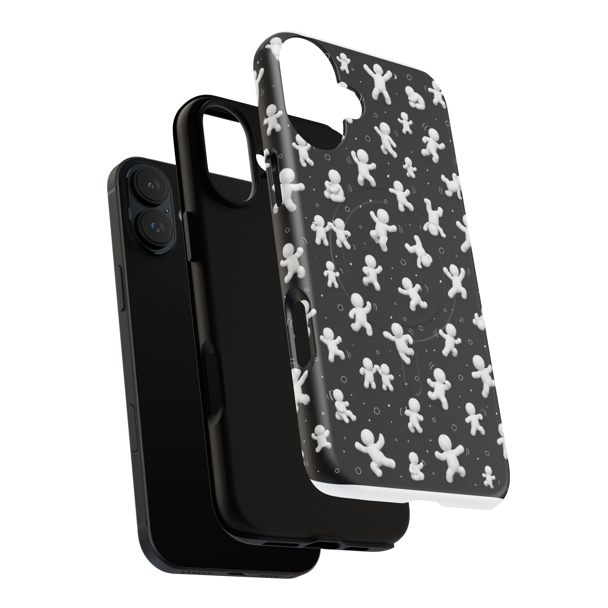 Magnetic Phone Case – Floating Gingerbread Figures on Black (Tough Magnetic)