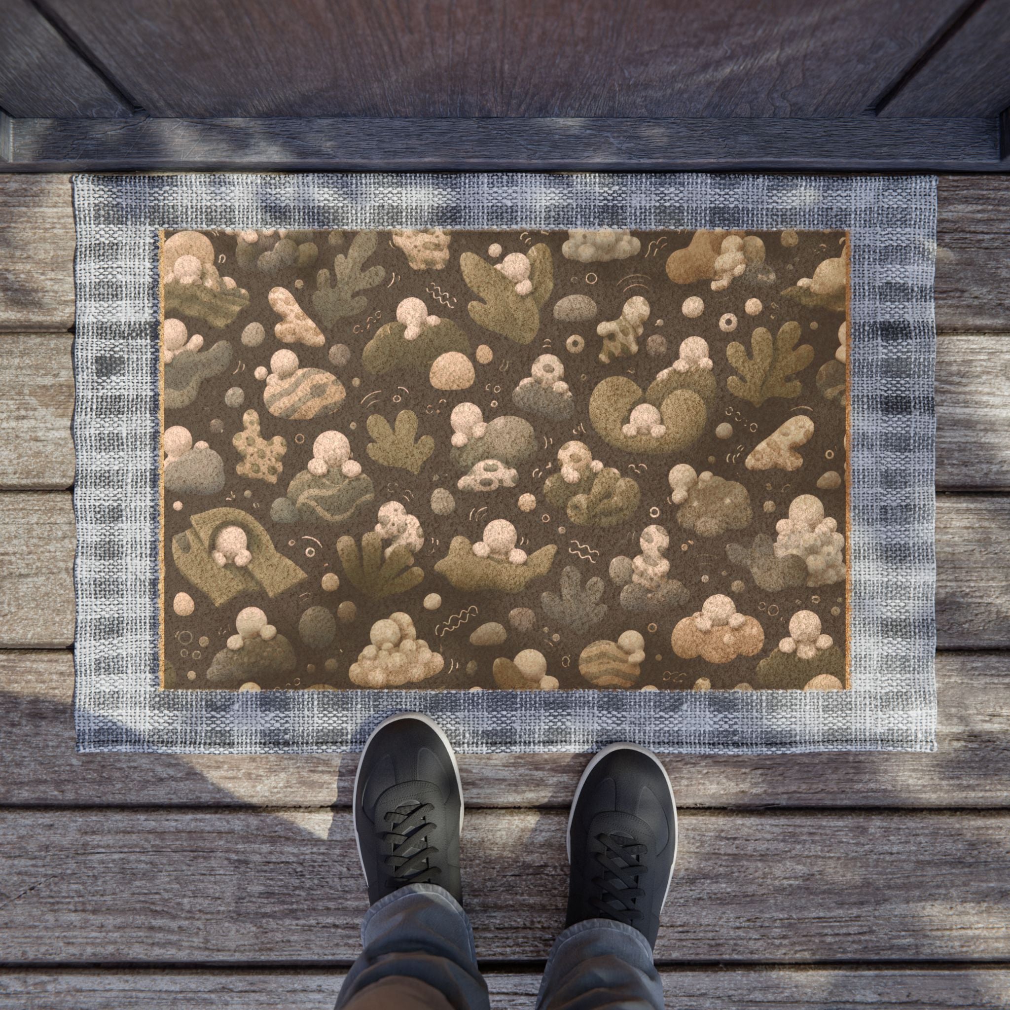 Doormat — Neutral Abstract Botanical Pattern Coir Mat