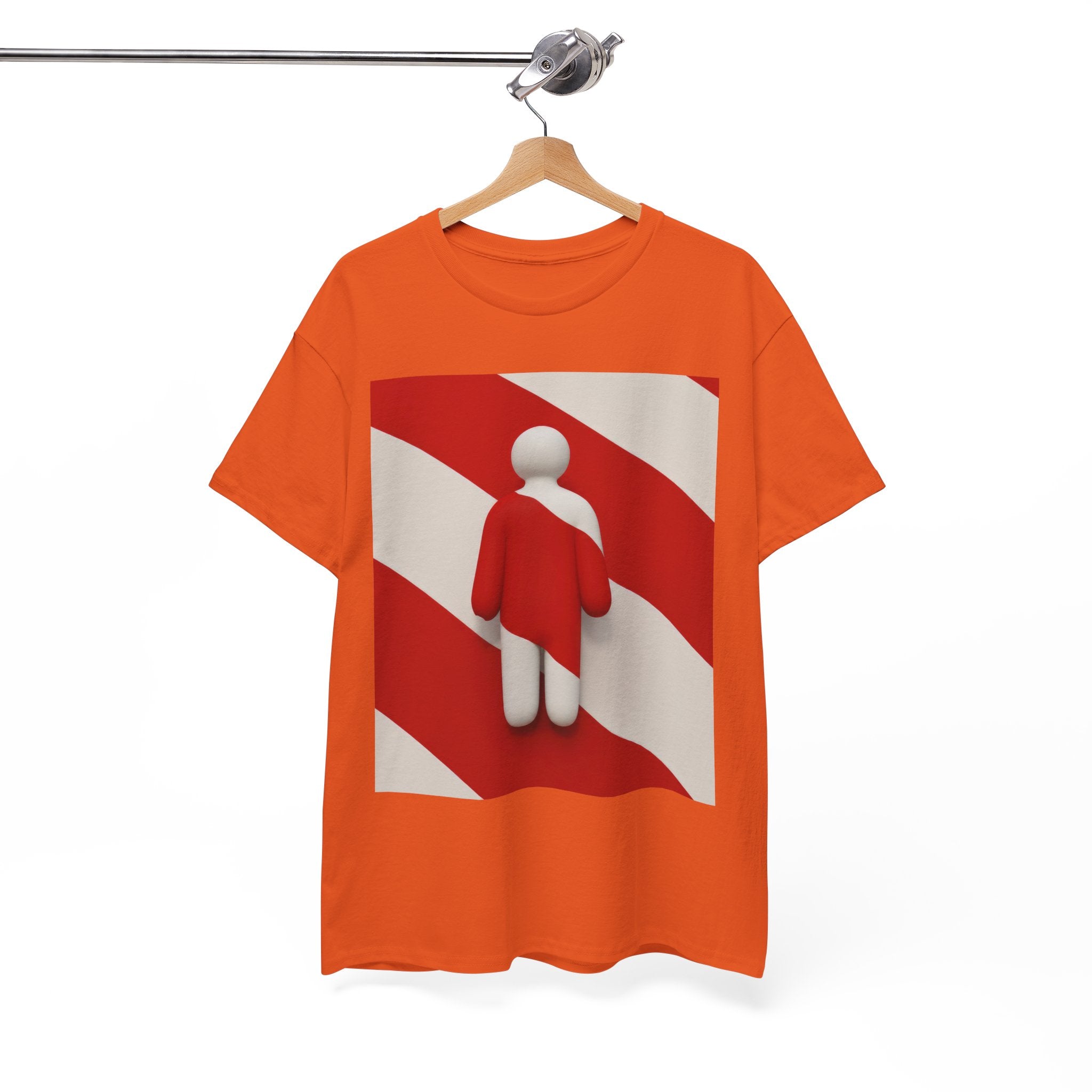 Graphic Tee — Red Striped Figure Design