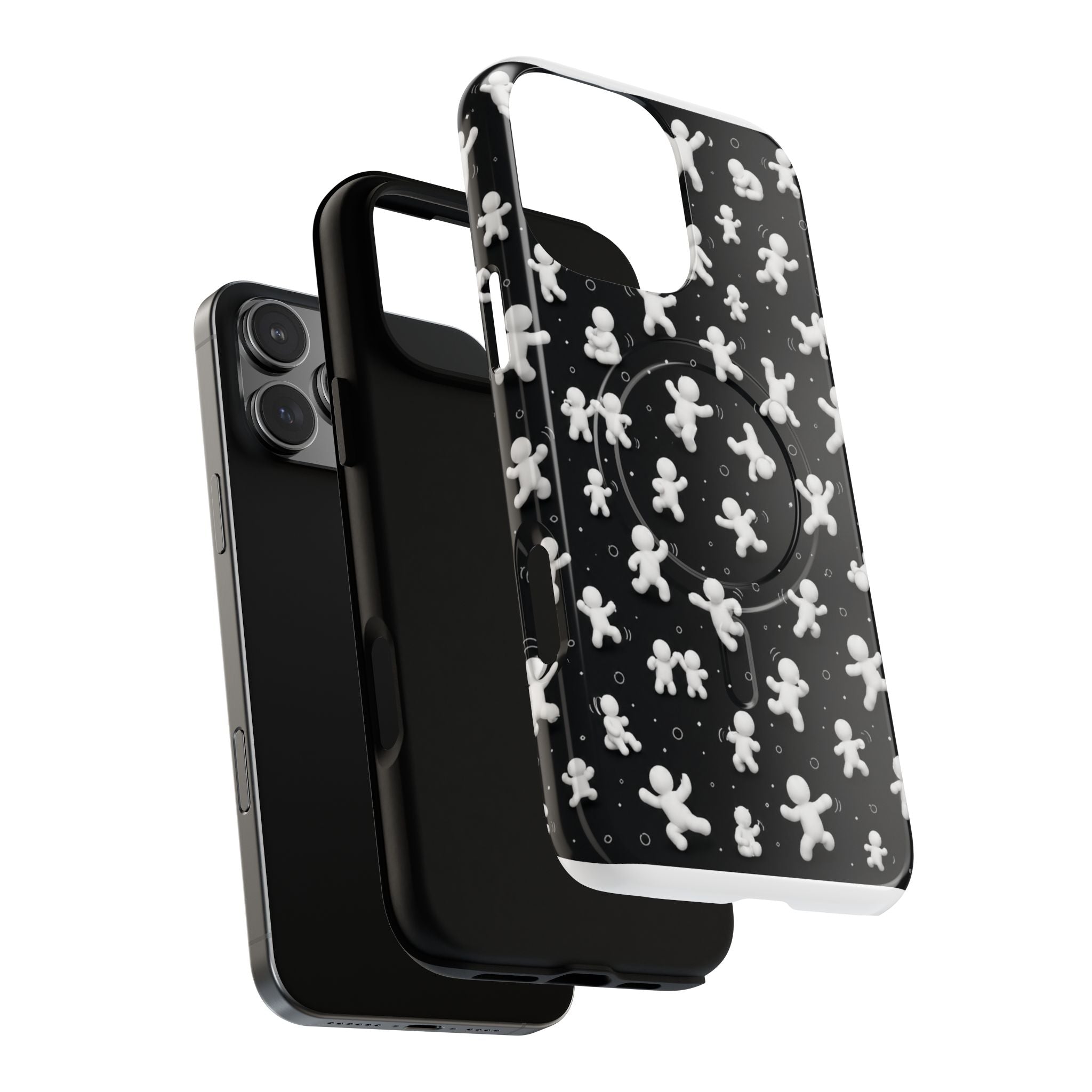 Magnetic Phone Case – Floating Gingerbread Figures on Black (Tough Magnetic)