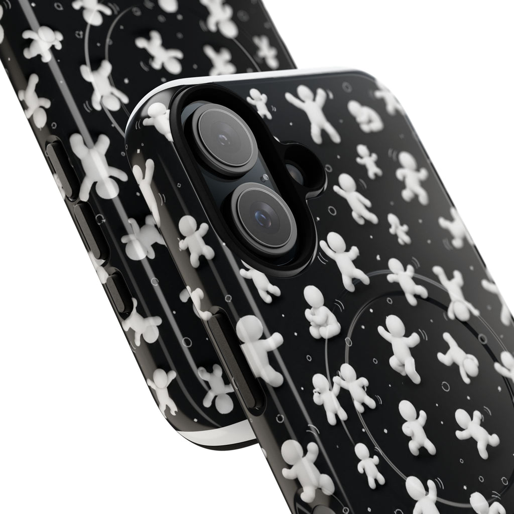 Magnetic Phone Case – Floating Gingerbread Figures on Black (Tough Magnetic)