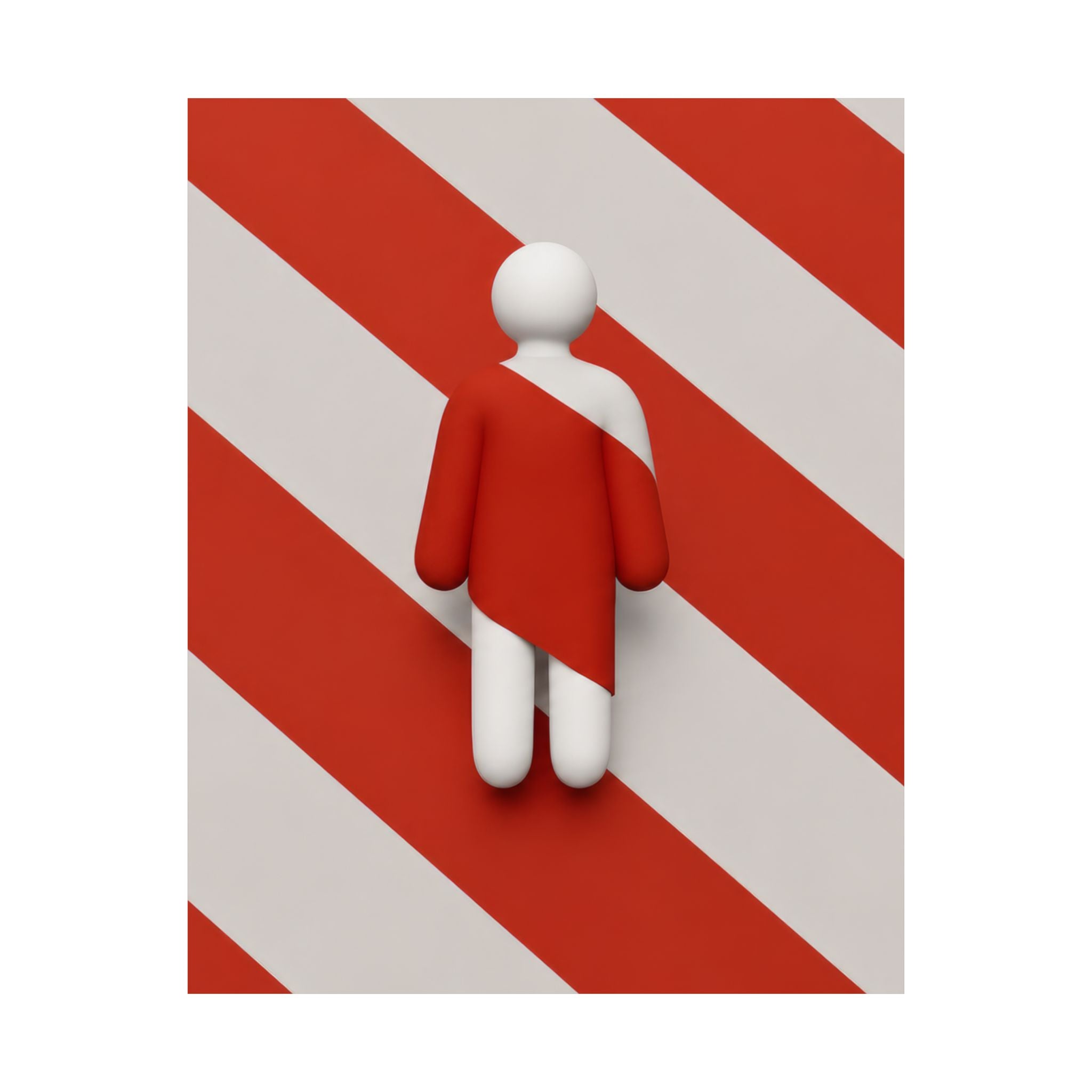 Minimalist Red Stripe Figure Matte Poster — Modern Abstract Wall Art