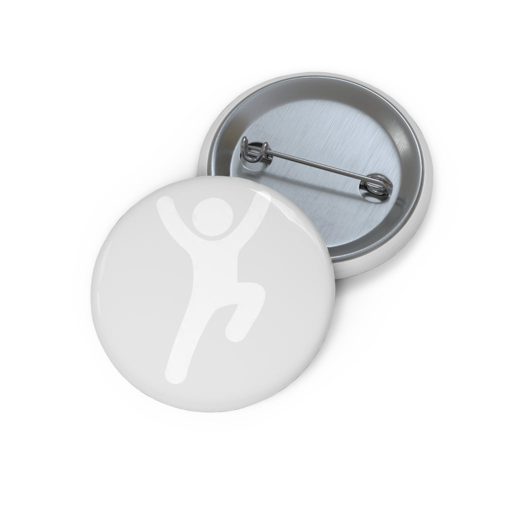 Custom Pin Button — Minimal White Icon Badge for Jackets, Bags & Events