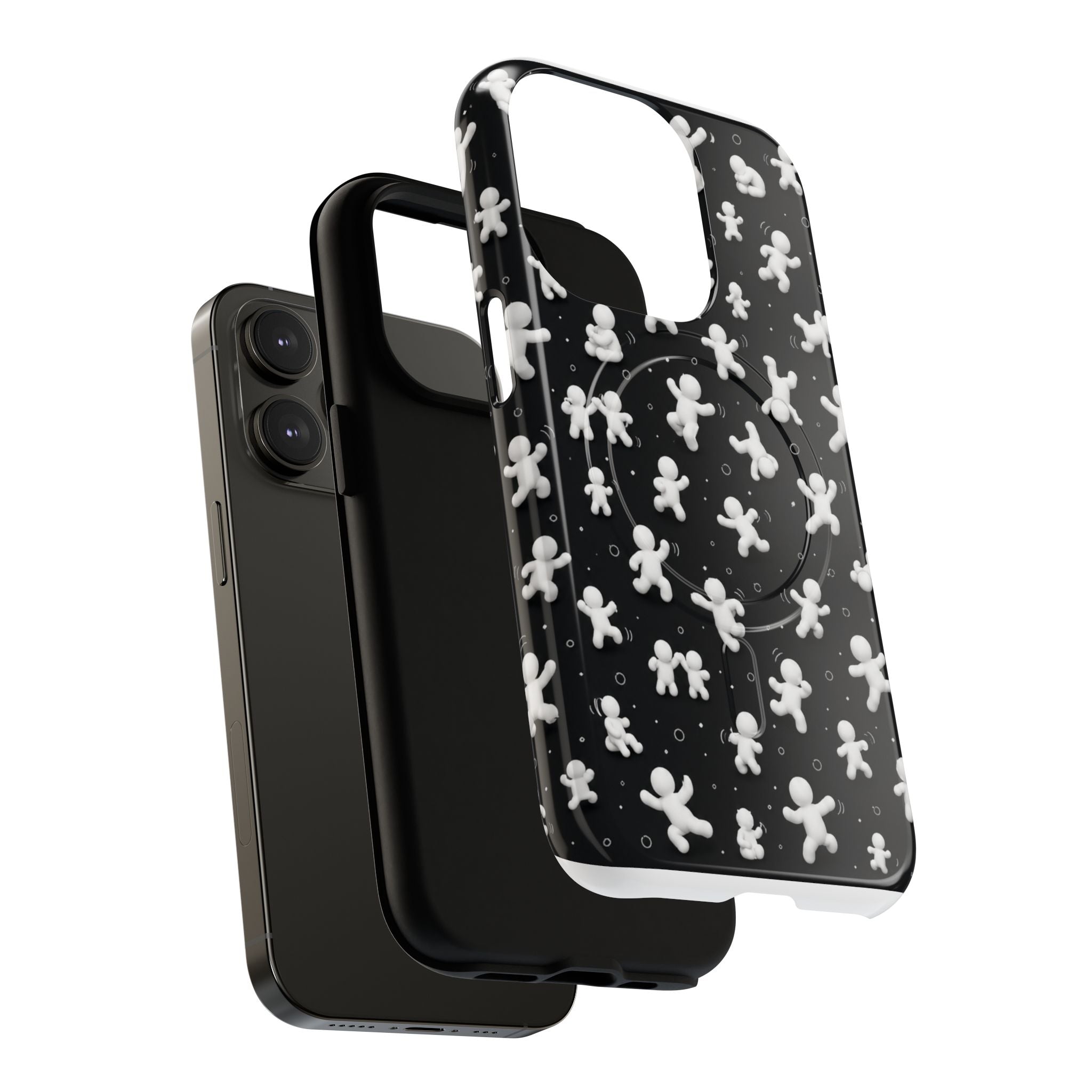 Magnetic Phone Case – Floating Gingerbread Figures on Black (Tough Magnetic)