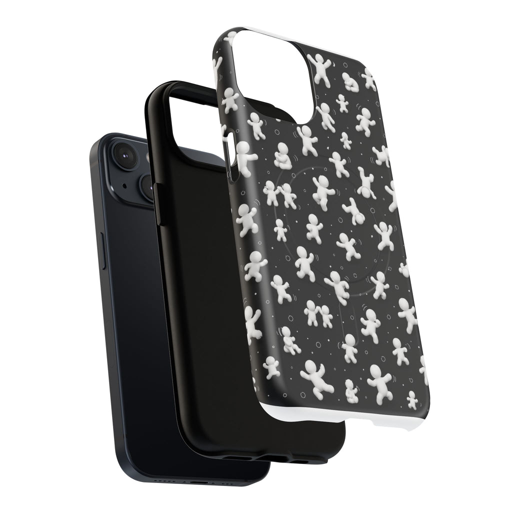Magnetic Phone Case – Floating Gingerbread Figures on Black (Tough Magnetic)