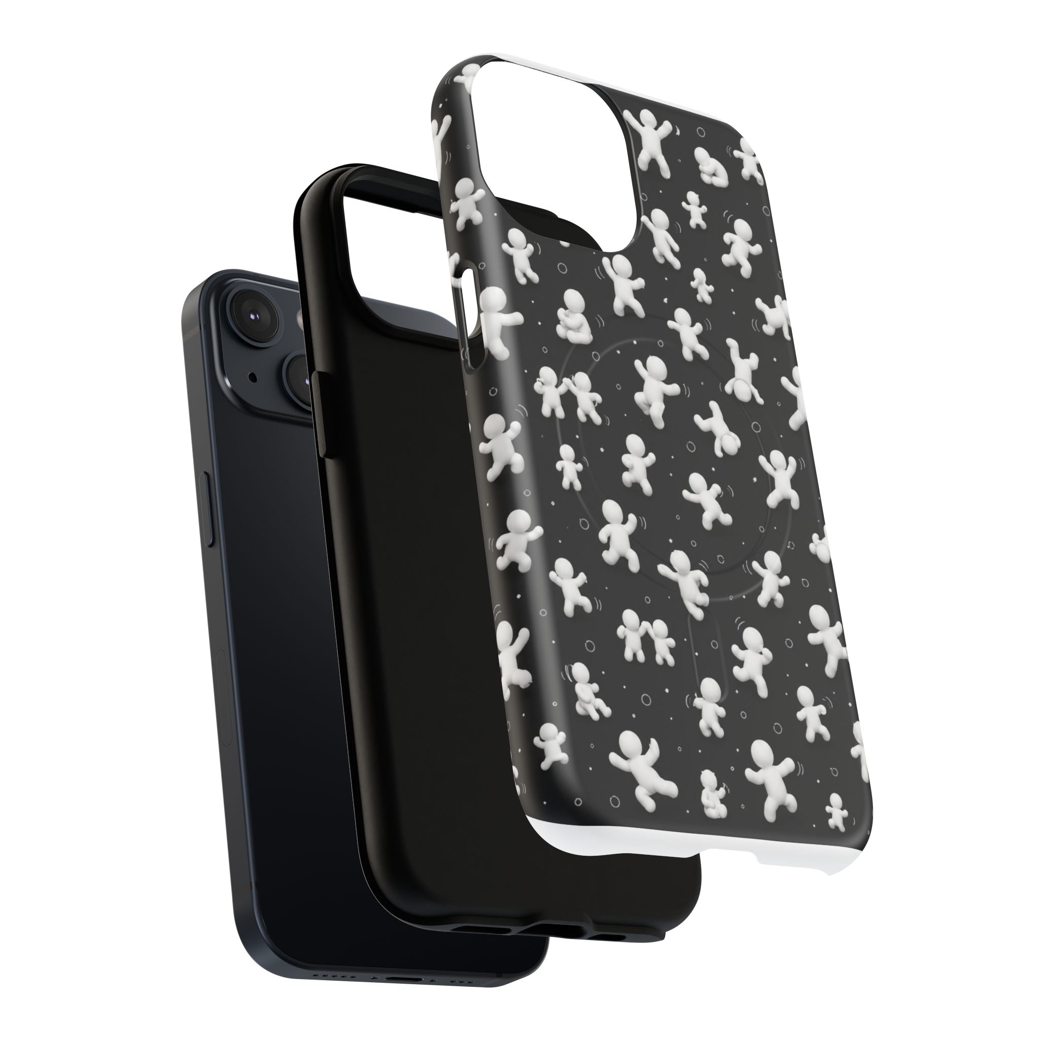 Magnetic Phone Case – Floating Gingerbread Figures on Black (Tough Magnetic)