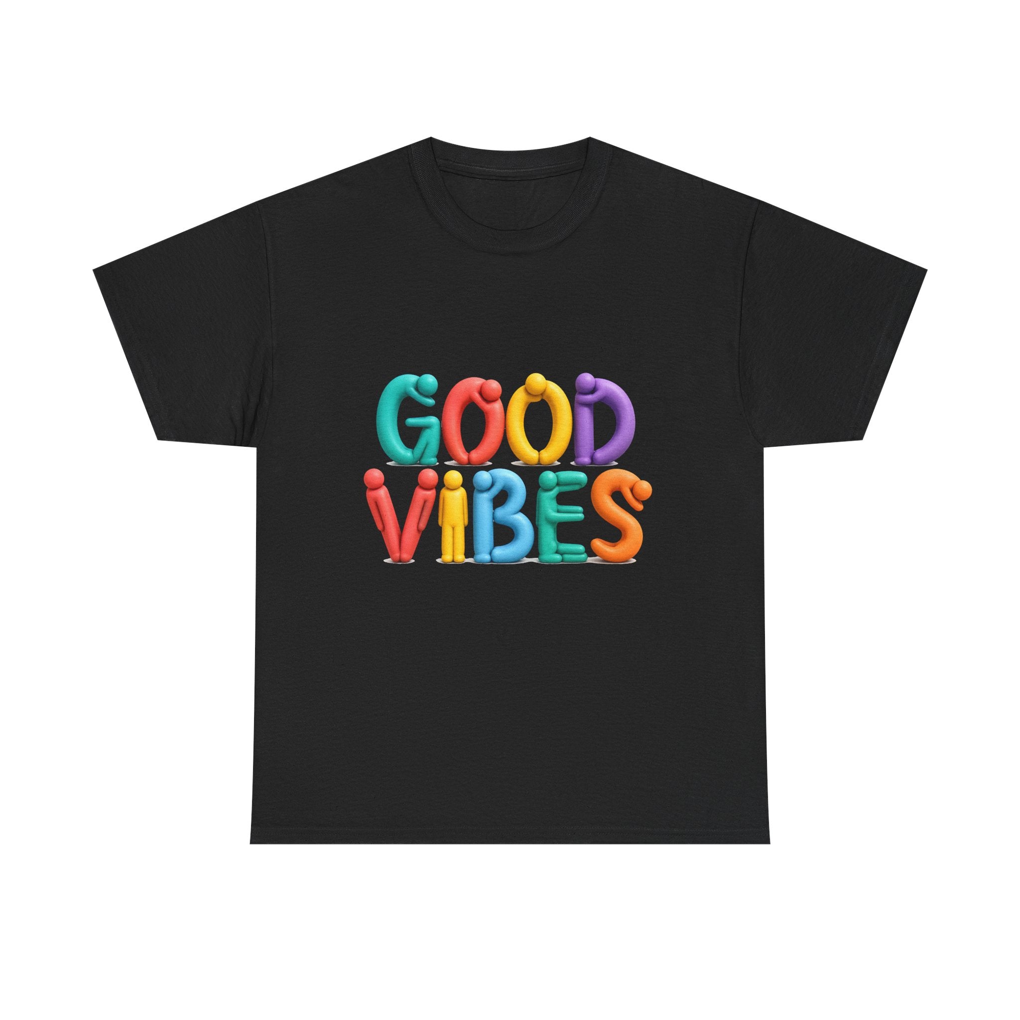 Good Vibes T-Shirt — Colorful Balloon Letter Graphic Tee