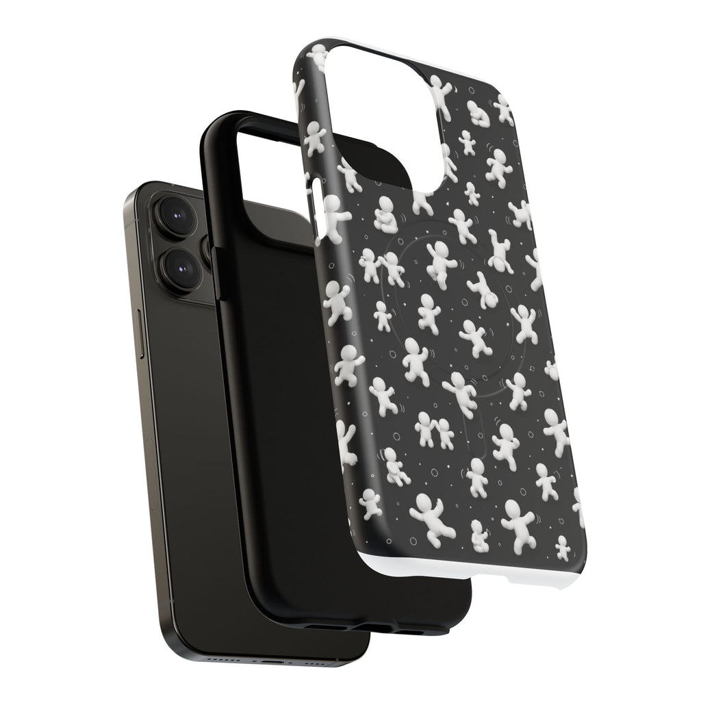 Magnetic Phone Case – Floating Gingerbread Figures on Black (Tough Magnetic)