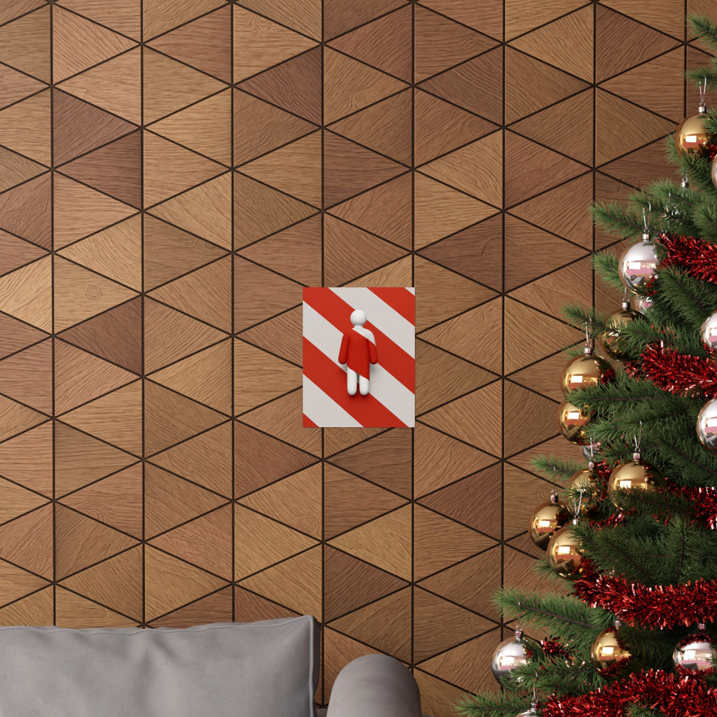 Minimalist Red Stripe Figure Matte Poster — Modern Abstract Wall Art