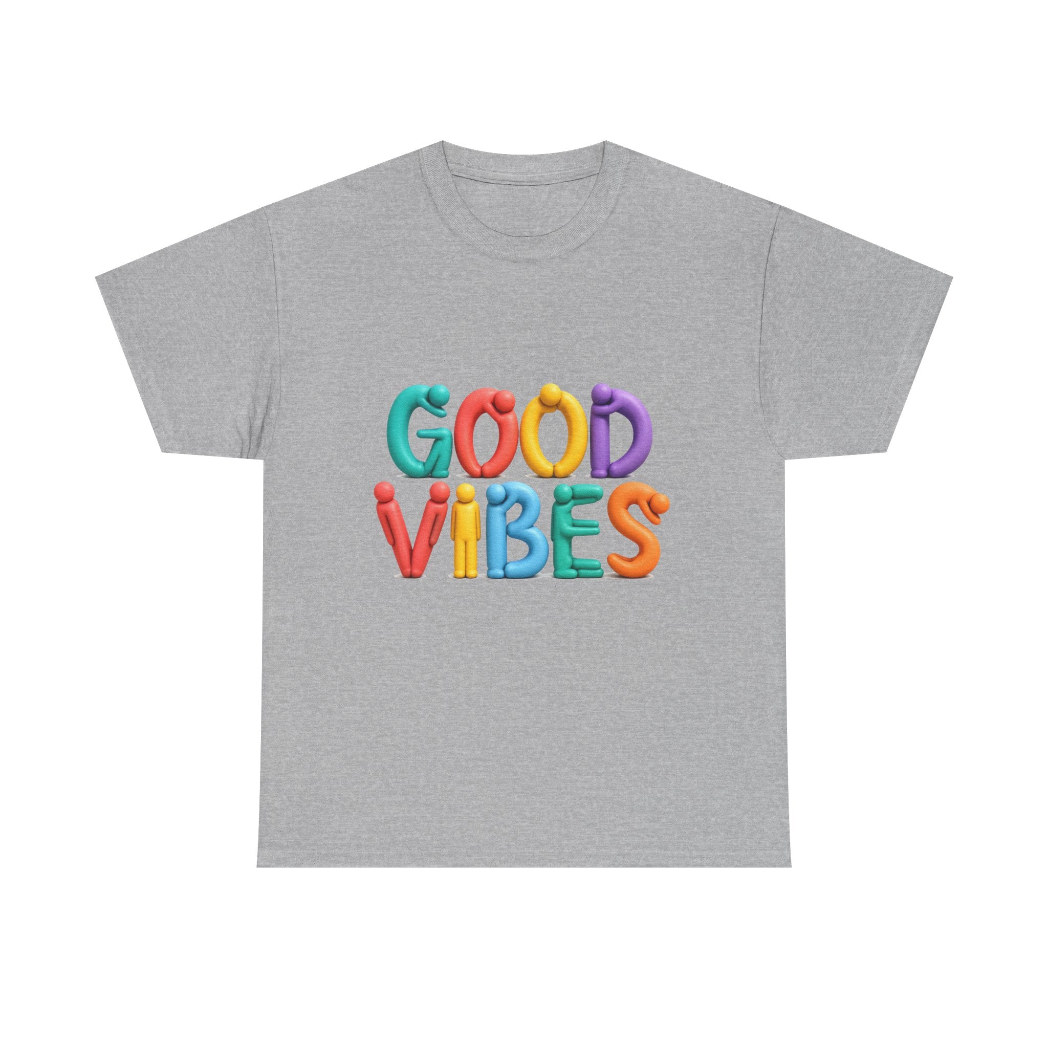 Good Vibes T-Shirt — Colorful Balloon Letter Graphic Tee