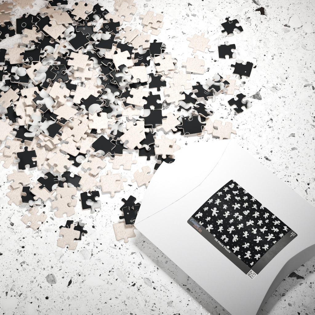 Monochrome Dancing Gingerbread Puzzle — Black & White Figurine Jigsaw (110–1014 pcs)