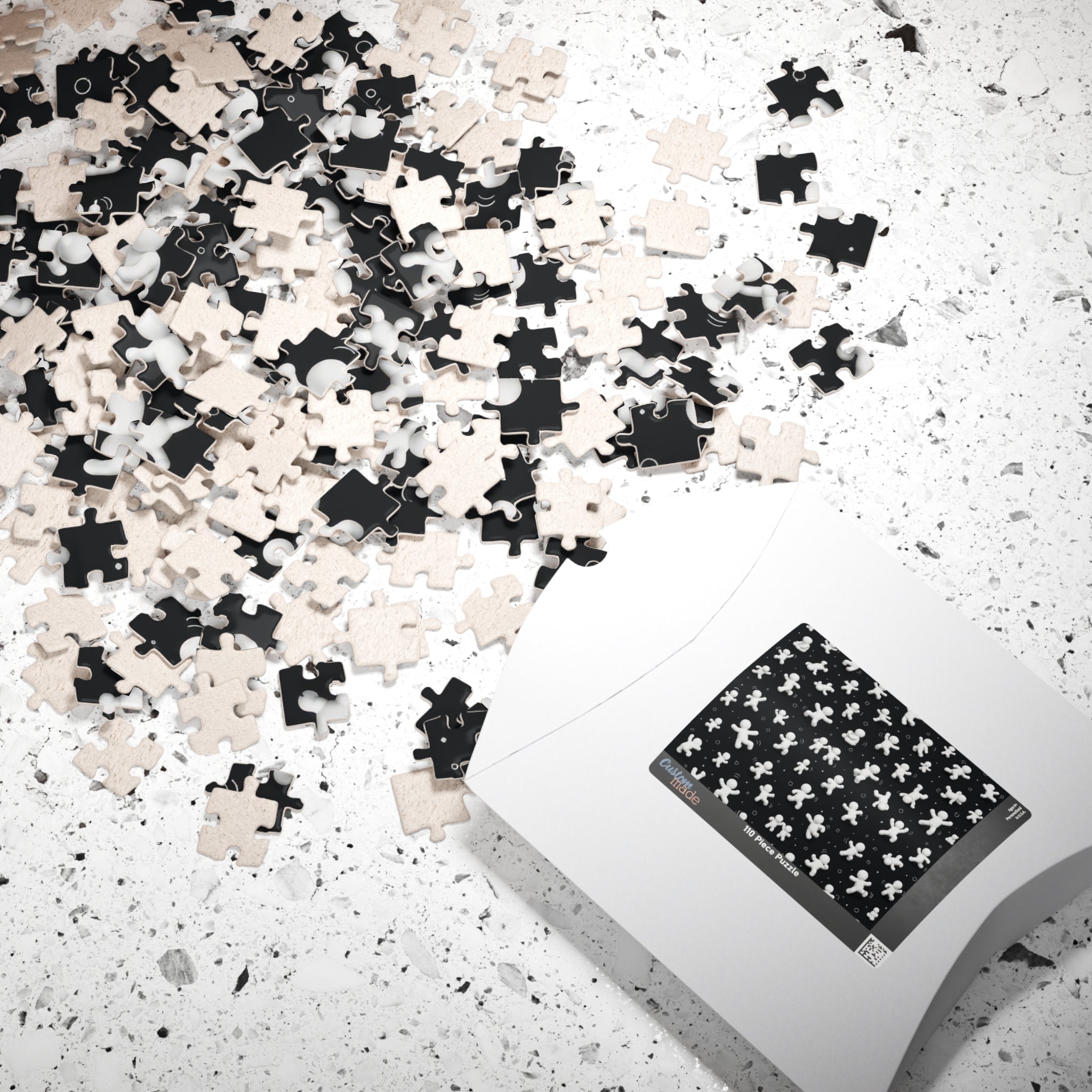 Monochrome Dancing Gingerbread Puzzle — Black & White Figurine Jigsaw (110–1014 pcs)