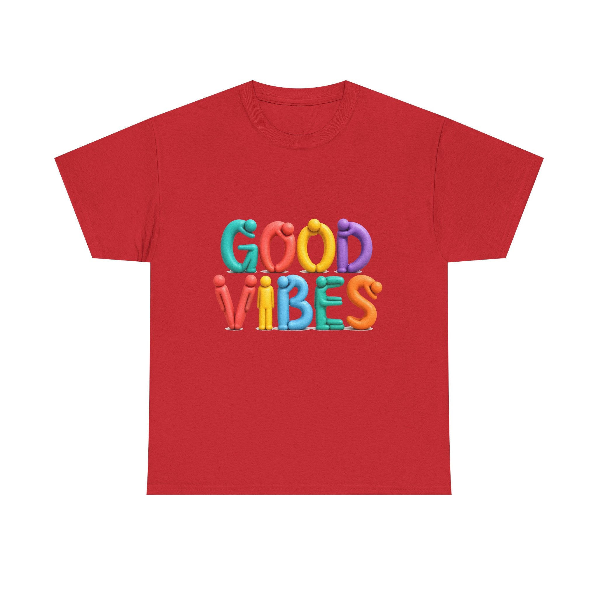 Good Vibes T-Shirt — Colorful Balloon Letter Graphic Tee