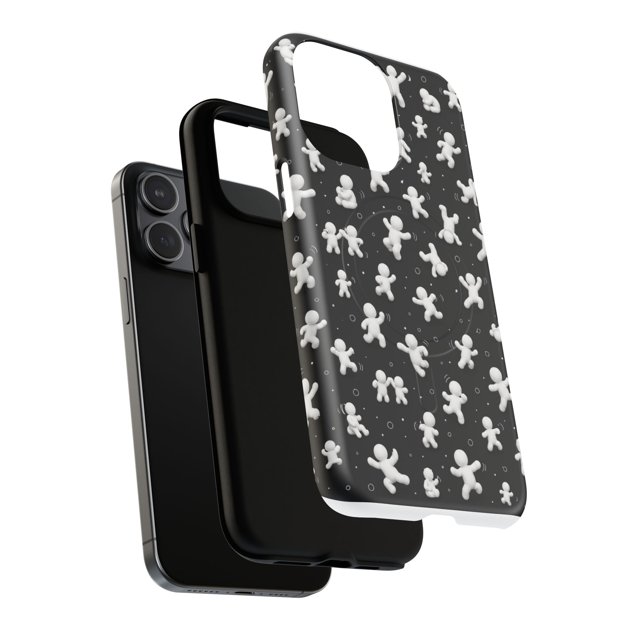 Magnetic Phone Case – Floating Gingerbread Figures on Black (Tough Magnetic)