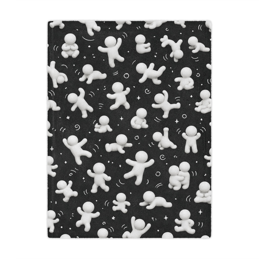 Cozy Minky Blanket — Black & White 3D Figure Pattern Plush Throw