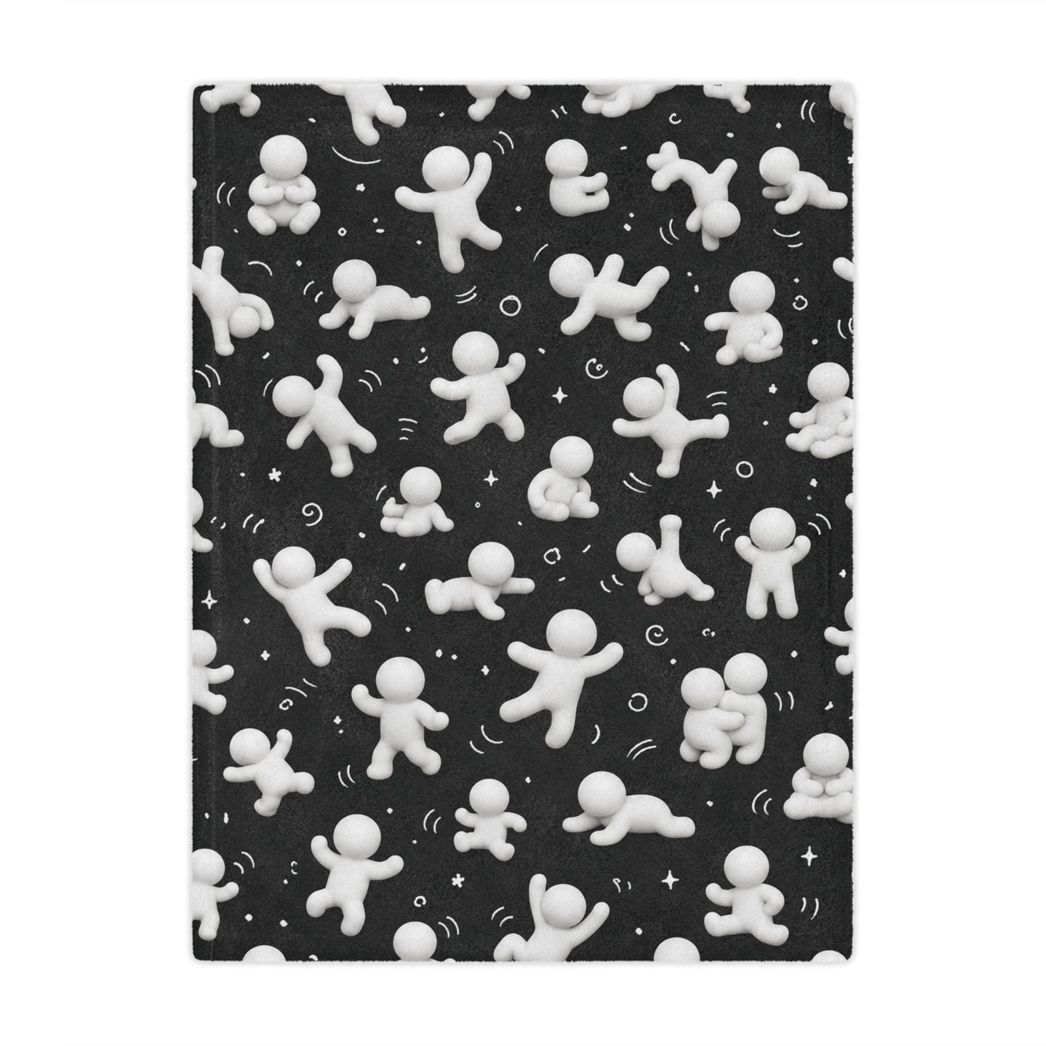 Cozy Minky Blanket — Black & White 3D Figure Pattern Plush Throw