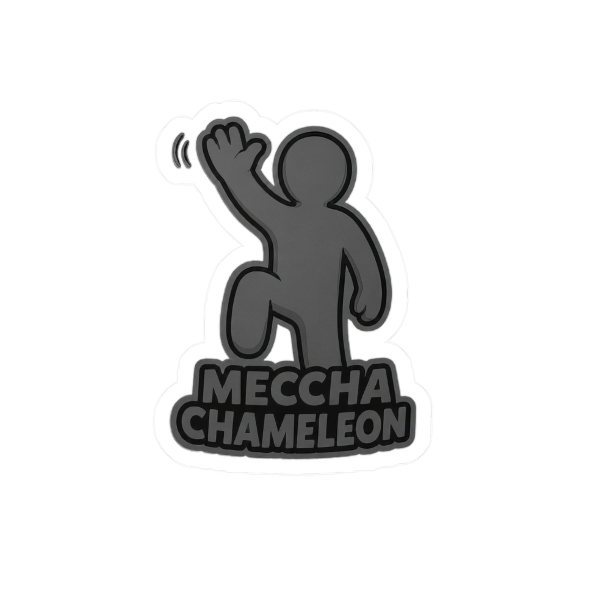Mecccha Chameleon Kiss-Cut Vinyl Sticker — Waving Character Decal for Laptops, Water Bottles & Windows