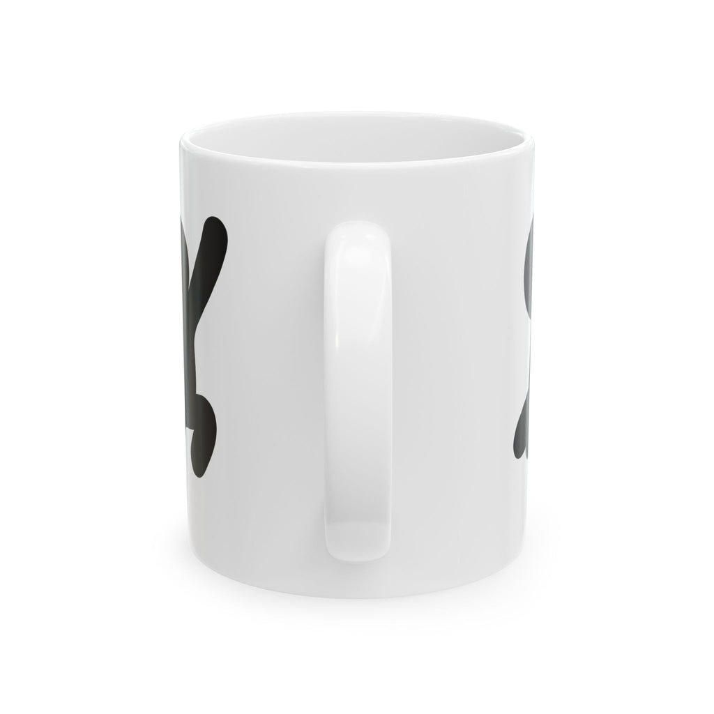 Waving Stick Figure Ceramic Mug - Funny Minimalist Icon Coffee Cup (11oz, 15oz)