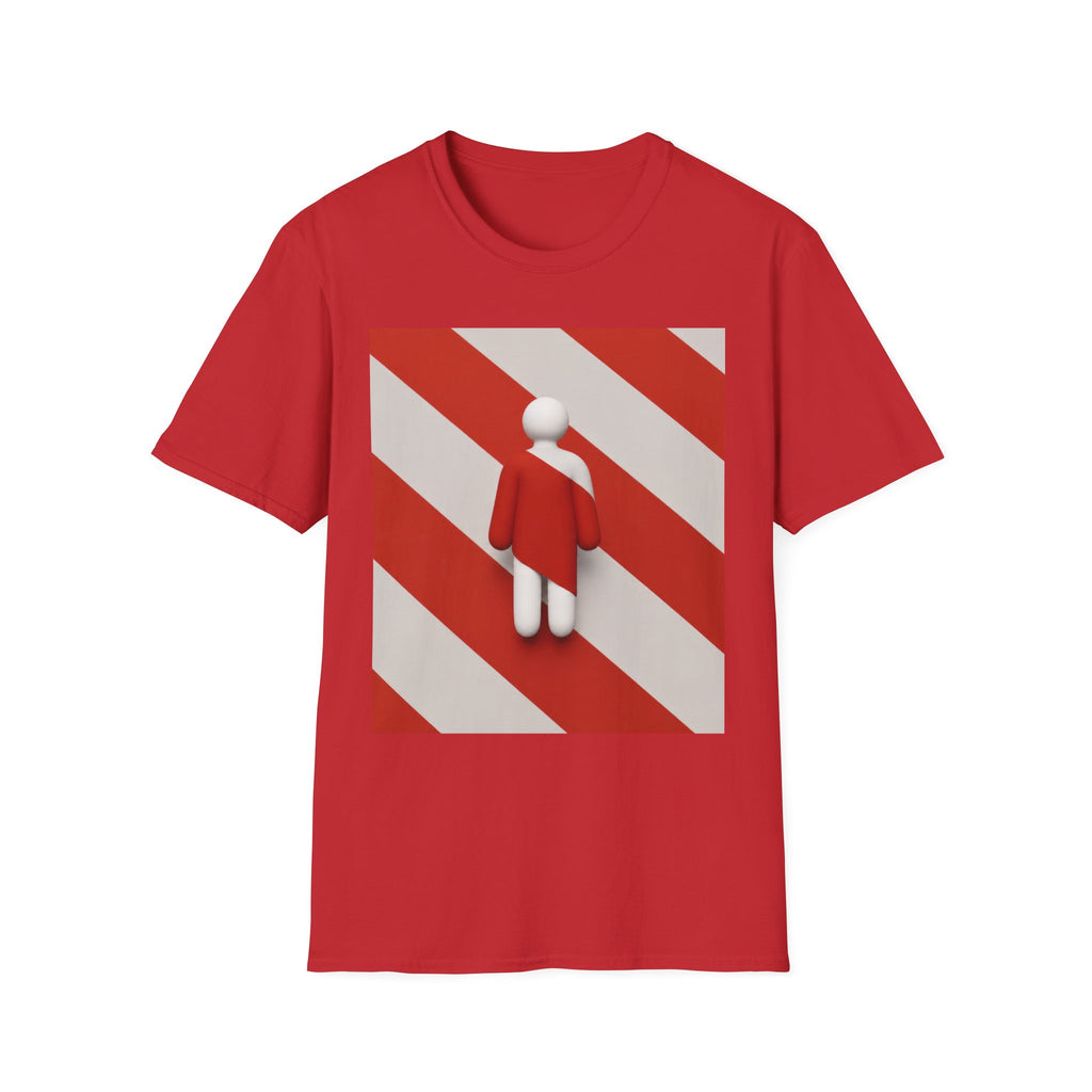 Minimalist Red Stripes T‑Shirt — Abstract Figure Graphic Tee