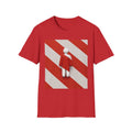 Minimalist Red Stripes T‑Shirt — Abstract Figure Graphic Tee