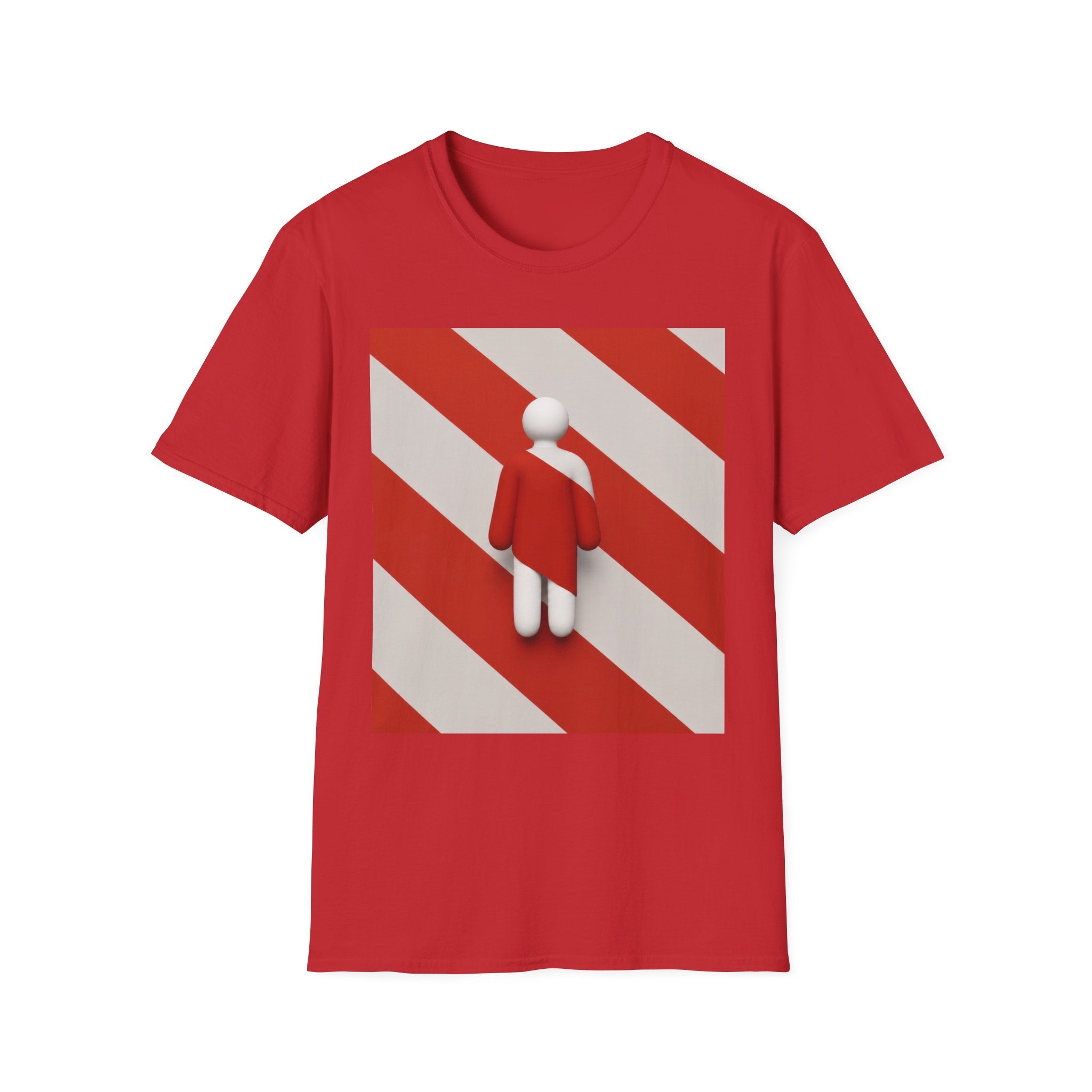 Minimalist Red Stripes T‑Shirt — Abstract Figure Graphic Tee