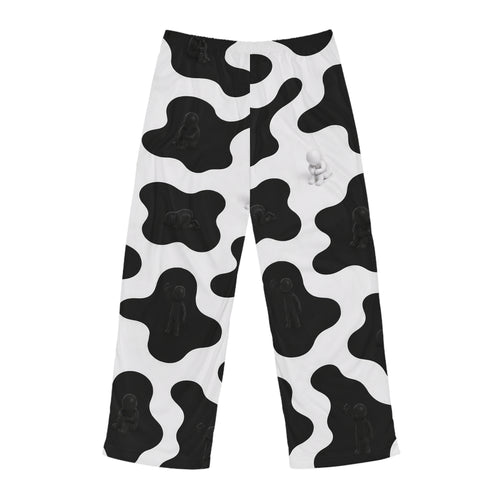 Cow Print Lounge Pajama Pants for Men — Black & White Relaxed Sleepwear